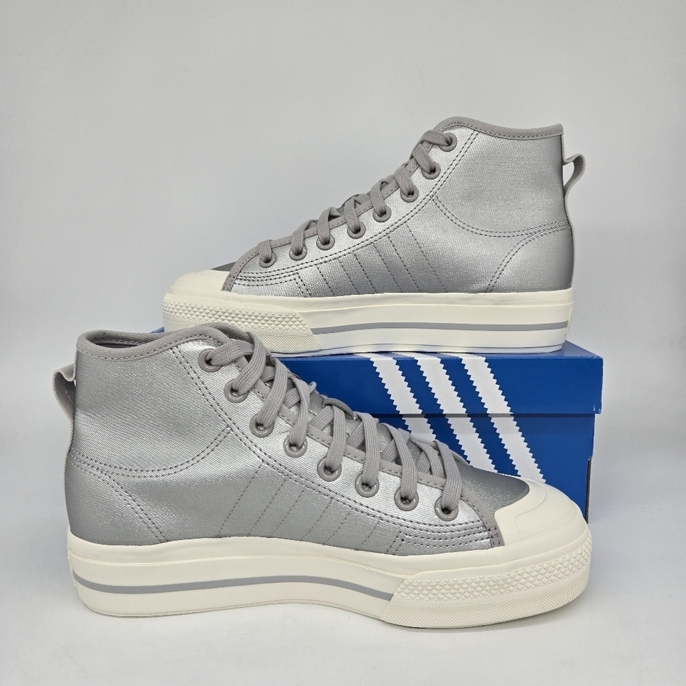 New adidas Nizza RF Platform Mid Silver Metallic GX8369 Women's Shoes Size 9.5 - Picture 6 of 8